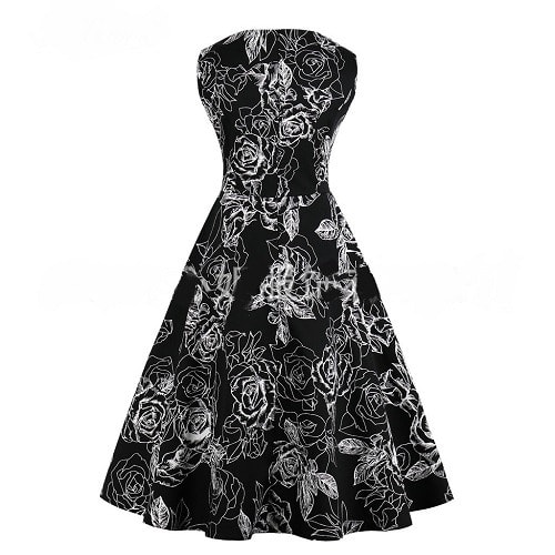 Ladies Knee-length Skater Vintage Dress