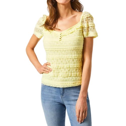 Yellow Lace Milkmaid Top