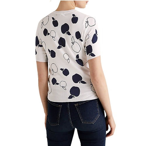 Apple Print Short Sleeve Knitted Top