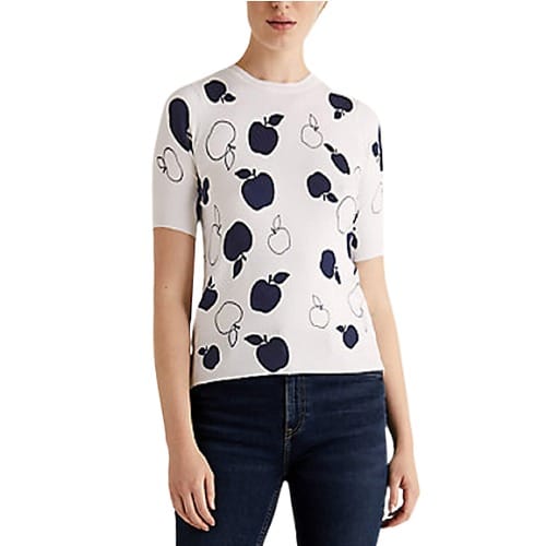 Apple Print Short Sleeve Knitted Top
