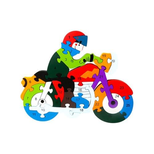 Kids Education Learning Animal - Block Puzzles - Motorcycle