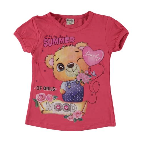 Girl T-shirt Summer Of Girl Mood Fuschia Pink