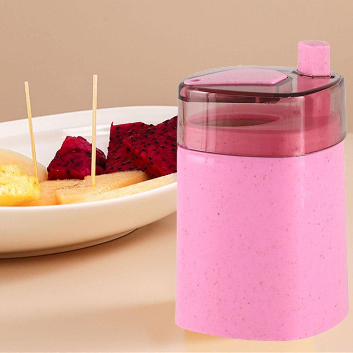 Toothpick Storage Box Automatic Ejector Toothpick Dispenser Pink