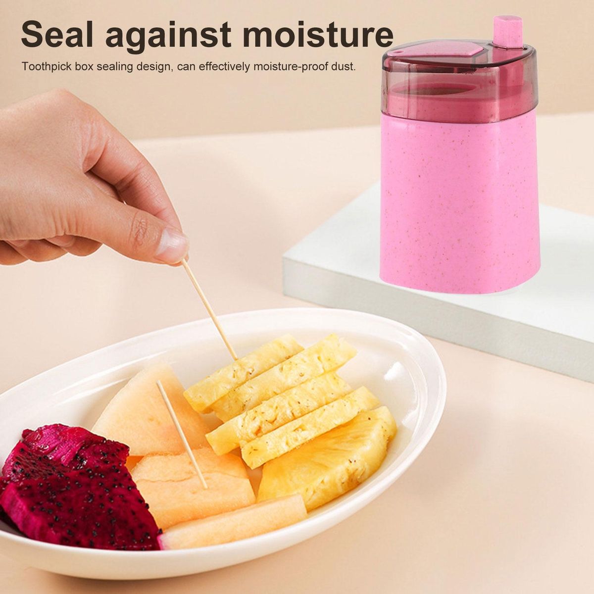 Toothpick Storage Box Automatic Ejector Toothpick Dispenser Pink