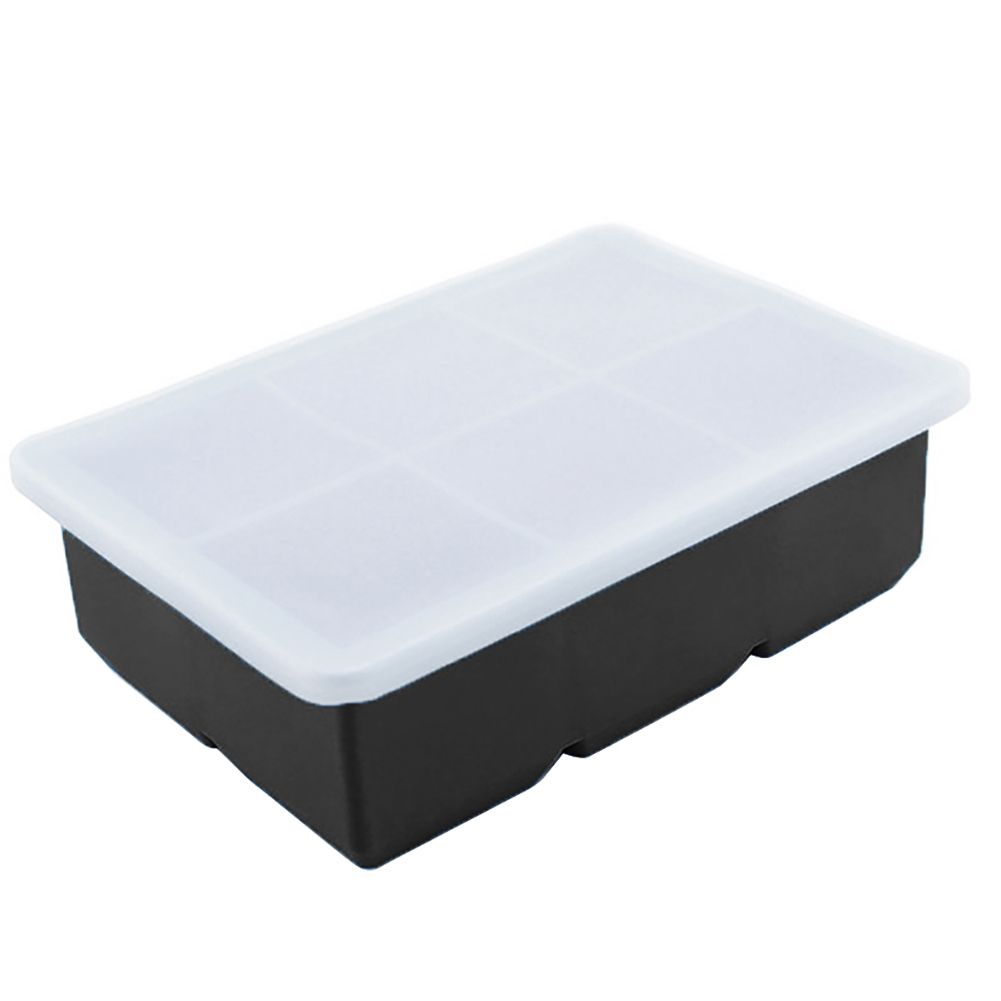 Food Grade Silicone 6 Grids Square Ice Cube Tray Maker-Black