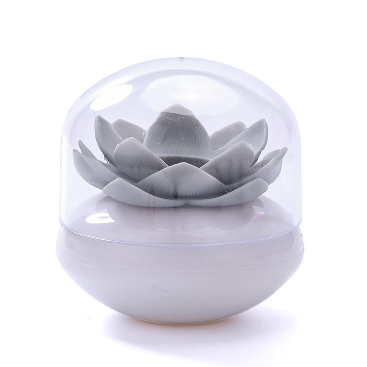 Cotton Swab Organizer Lotus Shape Cotton Swab Storage Container Grey