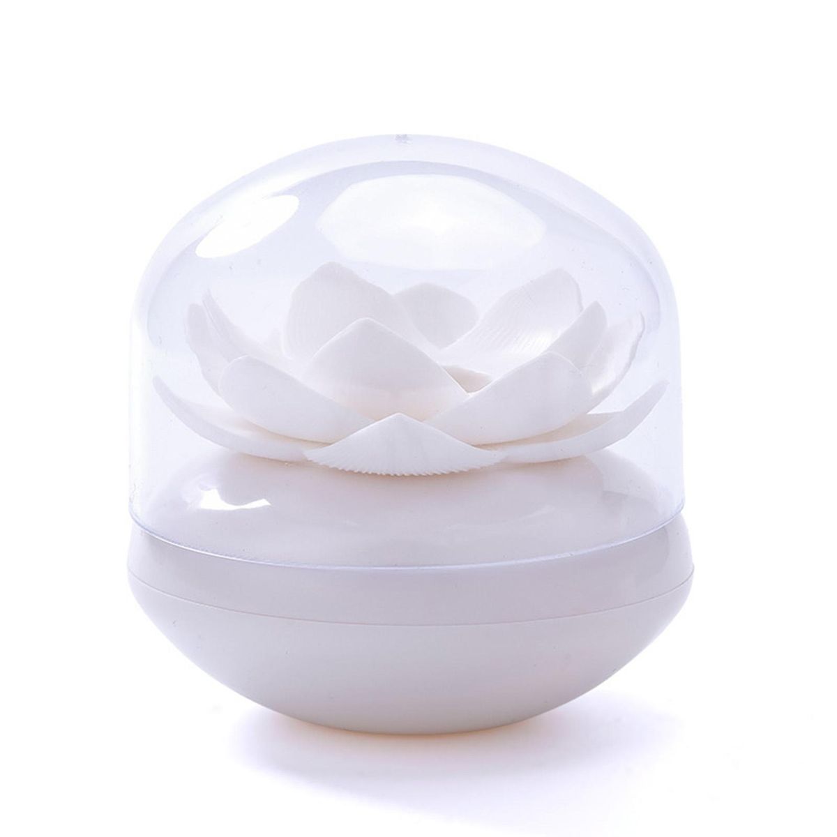 Cotton Swab Organizer Lotus Shape Cotton Swab Storage Container White