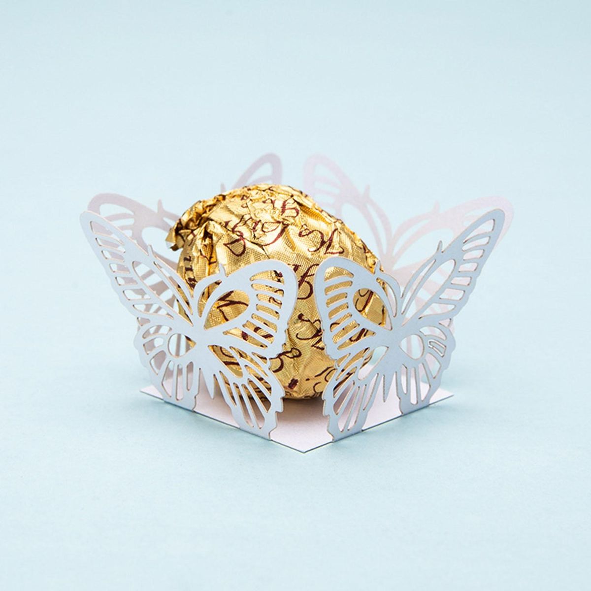 50Pcs Chocolate Box Butterfly Shape Wedding Chocolate Wrapping Box White