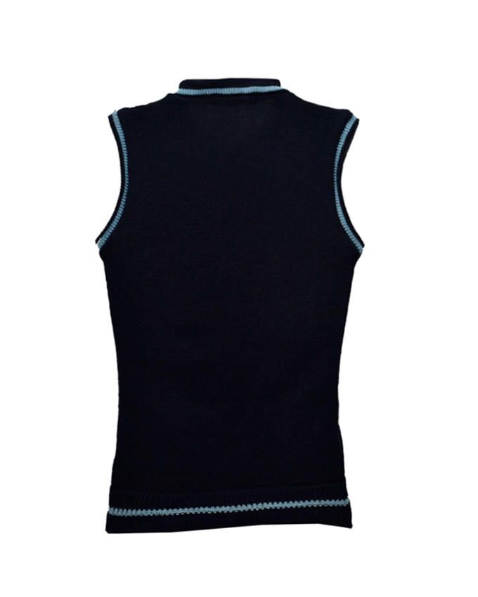 V-Neck-line Sleevless Pullovers-Blue