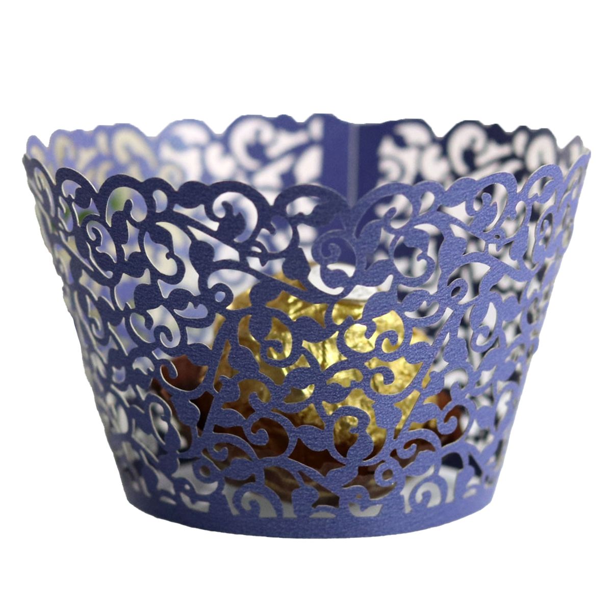 50Pcs Cupcake Saucer Solid Color Cupcake Wrappers Royal Blue