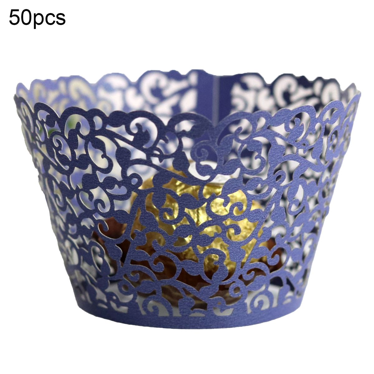 50Pcs Cupcake Saucer Solid Color Cupcake Wrappers Royal Blue