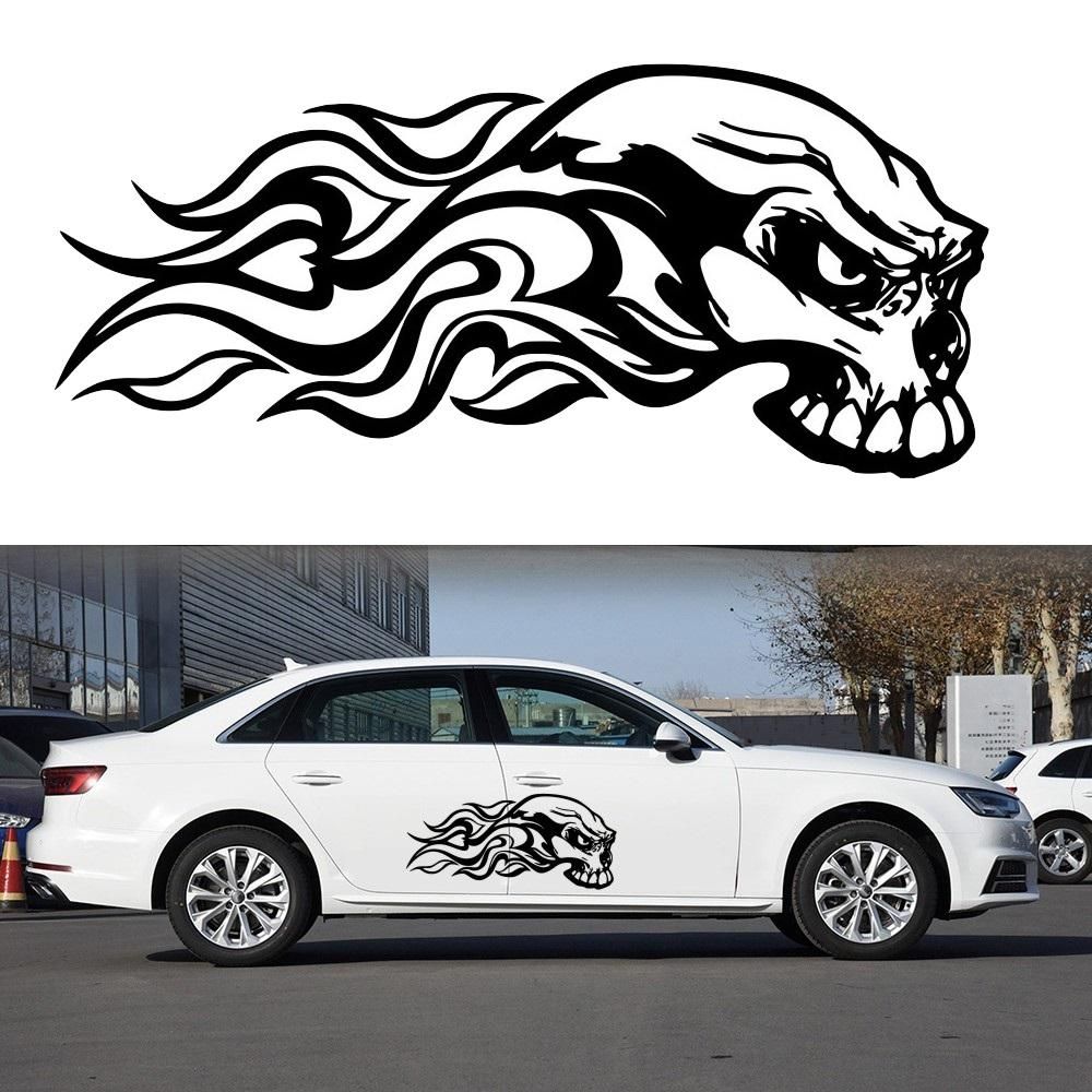 2Pcs Car Side Skirt Sticker Flame Image Universal DIY
