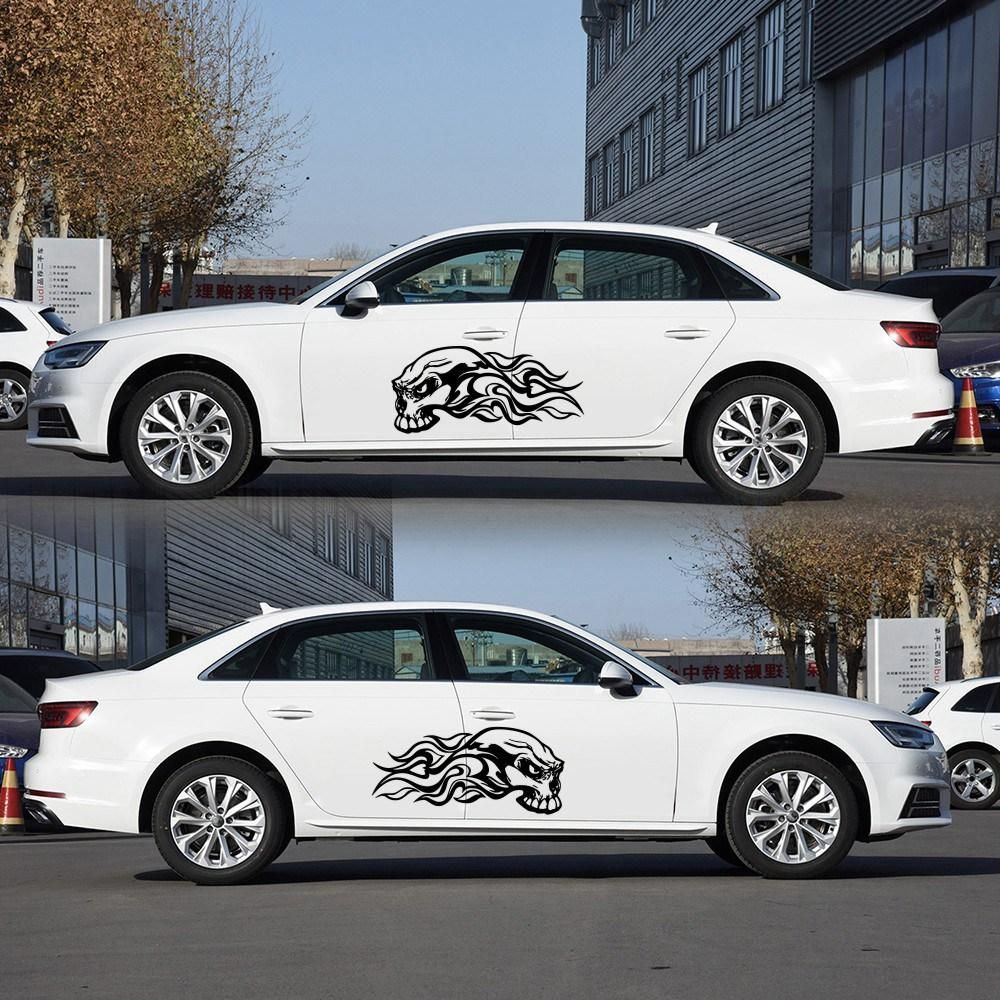 2Pcs Car Side Skirt Sticker Flame Image Universal DIY