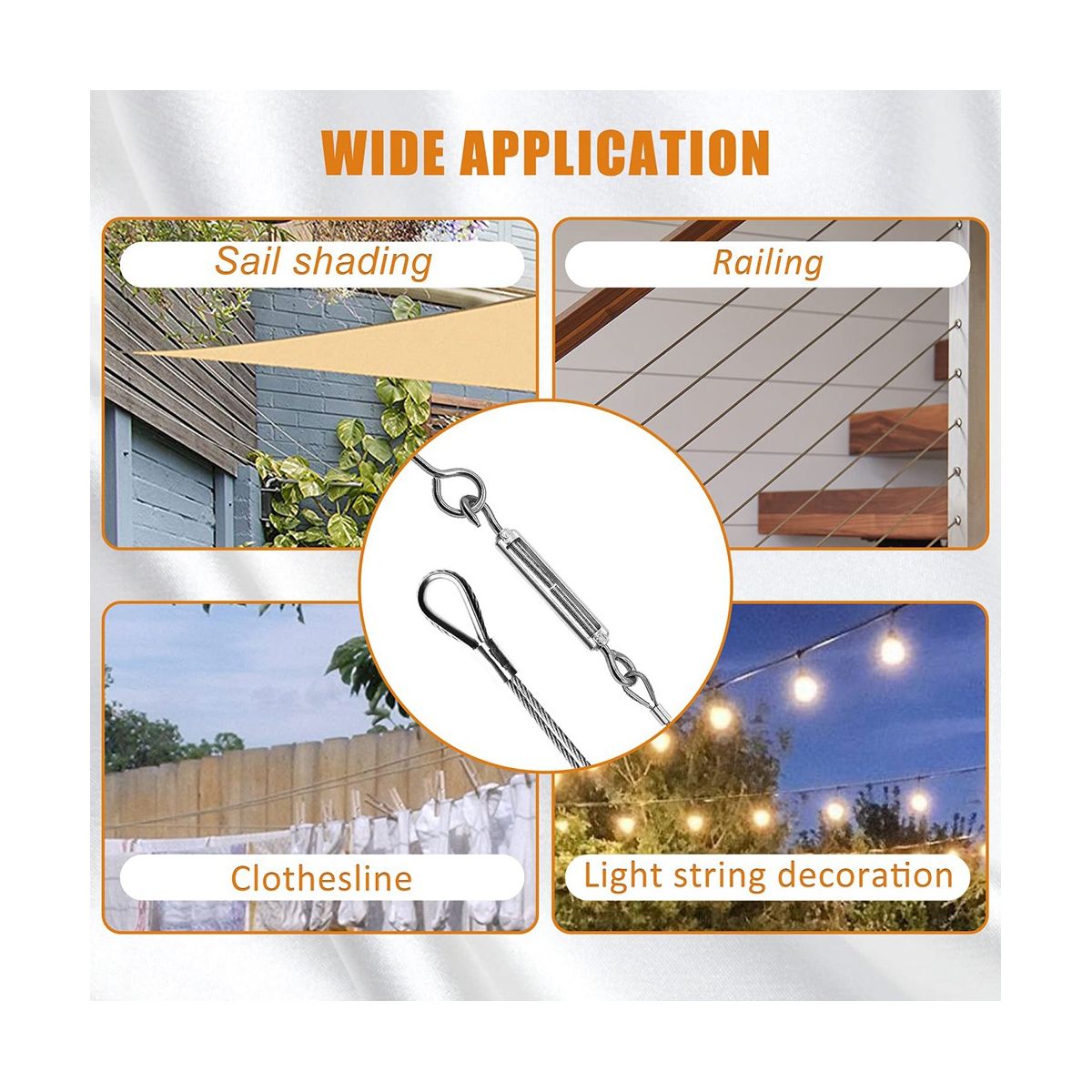 1/16Inch Turnbuckle Wire Tensioner Kit Heavy Turnbuckle Cable Railing Kit 115Ft Wire Rope Hook and Eye Turnbuckle Kit