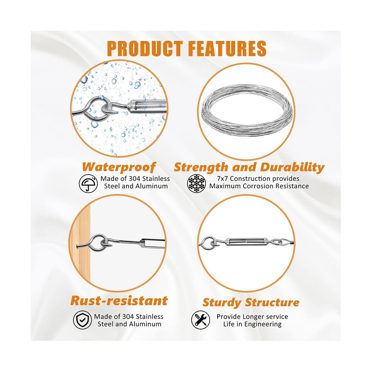 1/16Inch Turnbuckle Wire Tensioner Kit Heavy Turnbuckle Cable Railing Kit 115Ft Wire Rope Hook and Eye Turnbuckle Kit