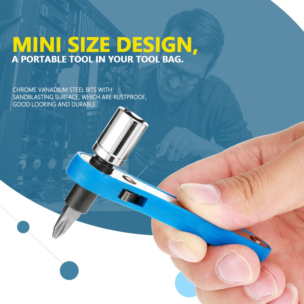 3in1 Screwdriver Set Kit Including Blue Ratchet Socket