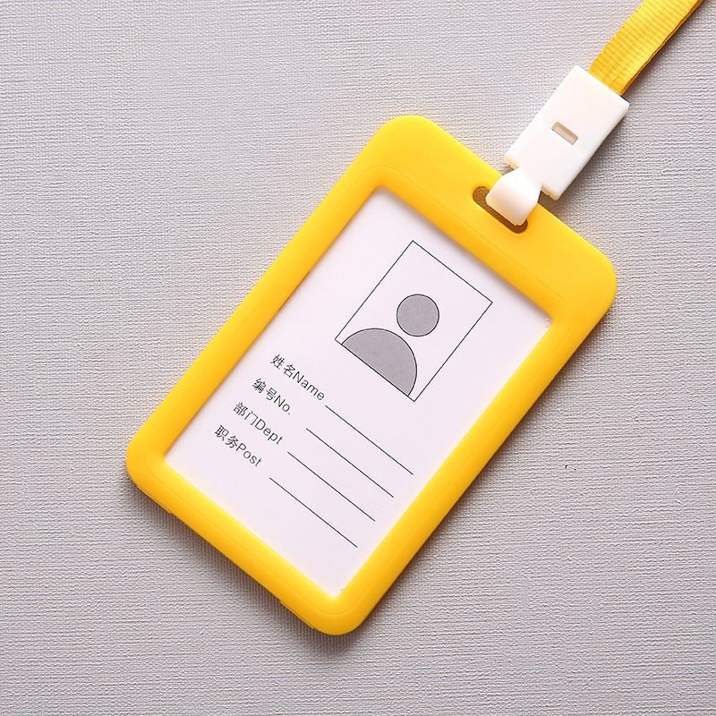 3 PCS Credit Card Holders PU Bank Card Neck Strap Bus Card ID Card Holder Identity Badge With Lanyard(Yellow)