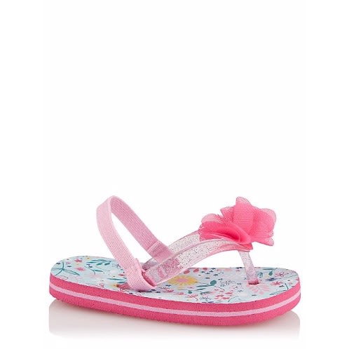 Pink Floral Corsage Sling Back Flip Flops