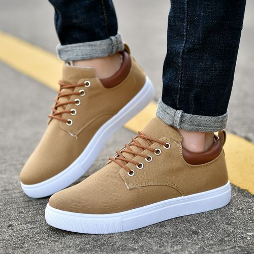Men Canvas Shoes Low Top Travel Walking Shoes Flat Casual Footwear Big Size