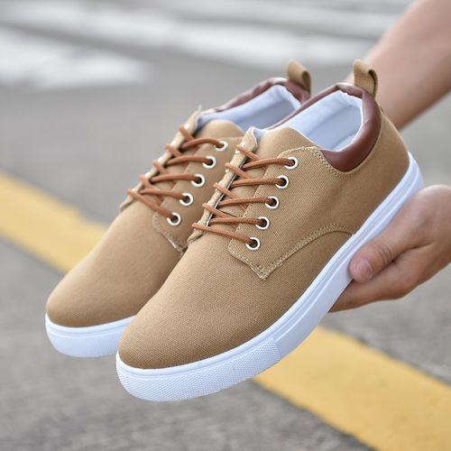 Men Canvas Shoes Low Top Travel Walking Shoes Flat Casual Footwear Big Size