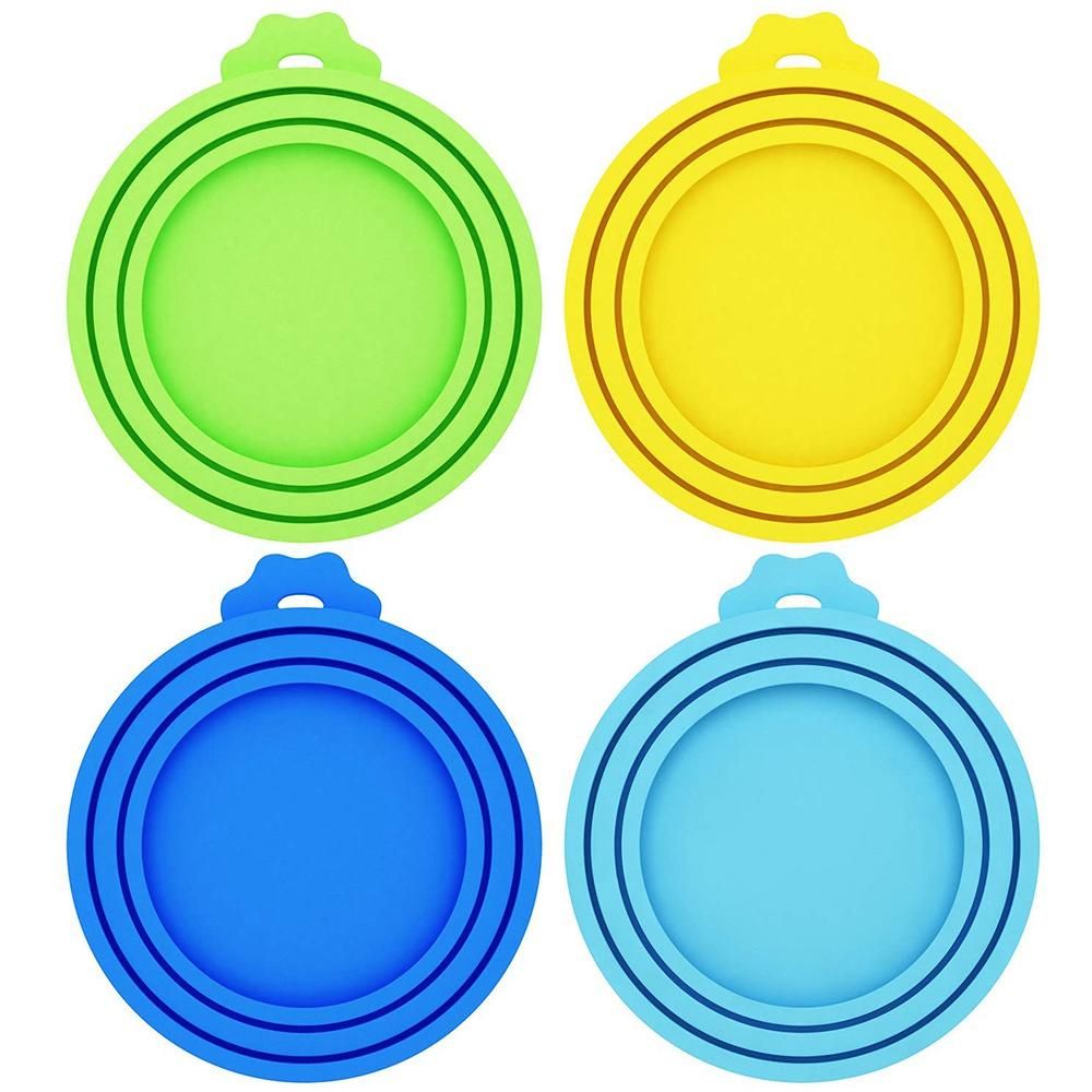 4 Pack Pet Food Can Covers Universal Silicone Can Lids -