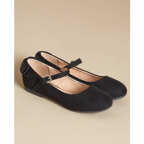 Older Girls Suede Shoe- Black