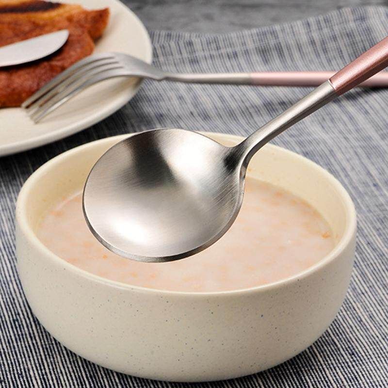 4Pcs Cutlery Dinnerware Fork Spoon Dinner Tableware Stainless Steel Retro Pink
