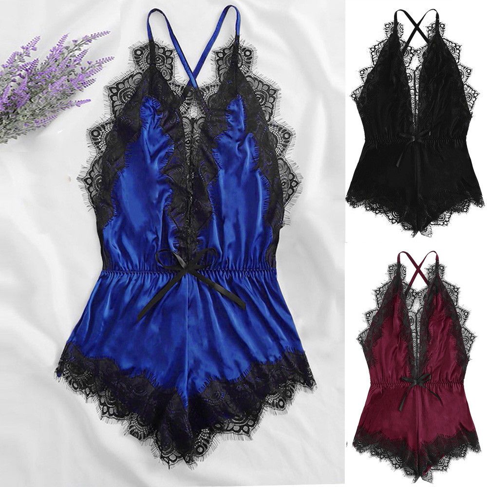 Bodysuit Comfortable Soft Women Y Lingerie Silk Lace Siamese Costumes Solid Female Underwear Body Red BA