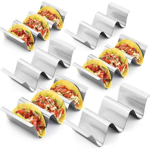 Taco Holder Stand,Set Of 6 Stainless Steel Tray,Stylish