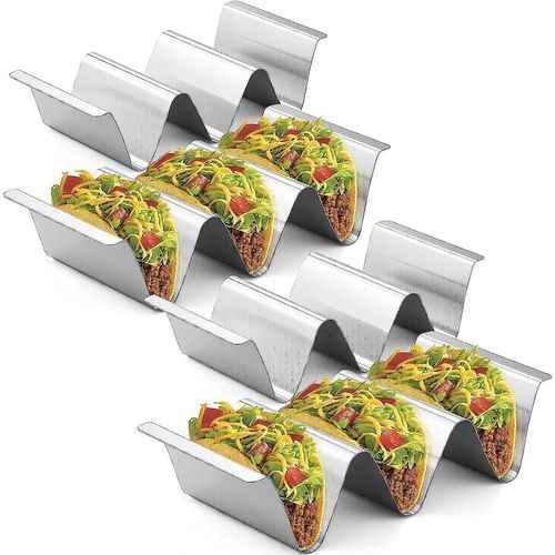 Taco Holder Stand,Set Of 6 Stainless Steel Tray,Stylish