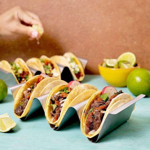 Taco Holder Stand,Set Of 6 Stainless Steel Tray,Stylish