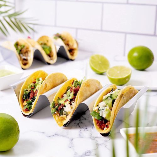 Taco Holder Stand,Set Of 6 Stainless Steel Tray,Stylish