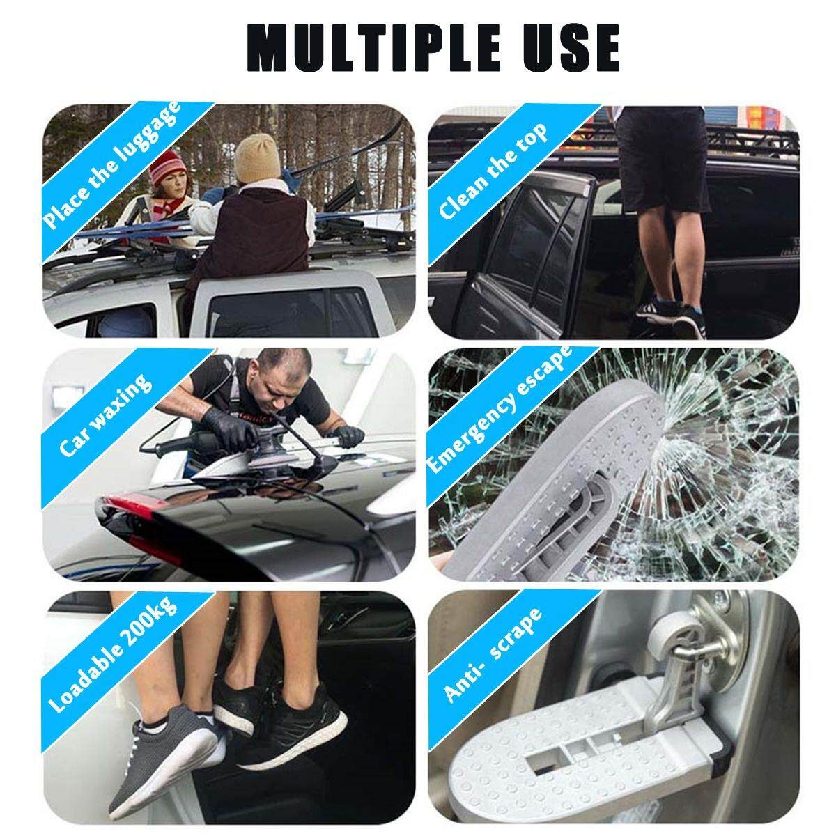 Vehicle Easy Access Top Roof Of Car Door Stairs Foot Pedals With Safety Hammer