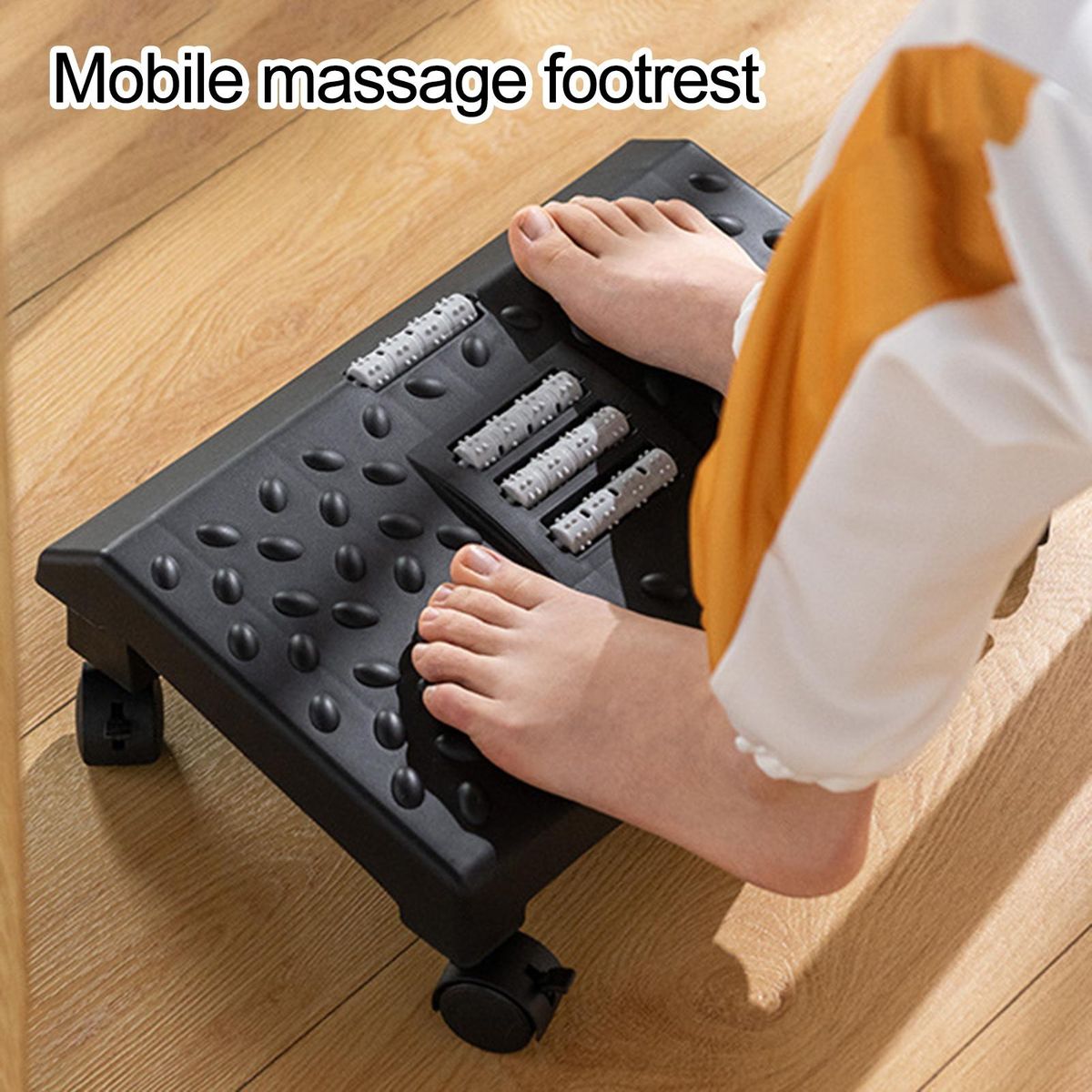 Footstool for Seniors Rolling Relief Foot Ergonomic Massage Surface Black