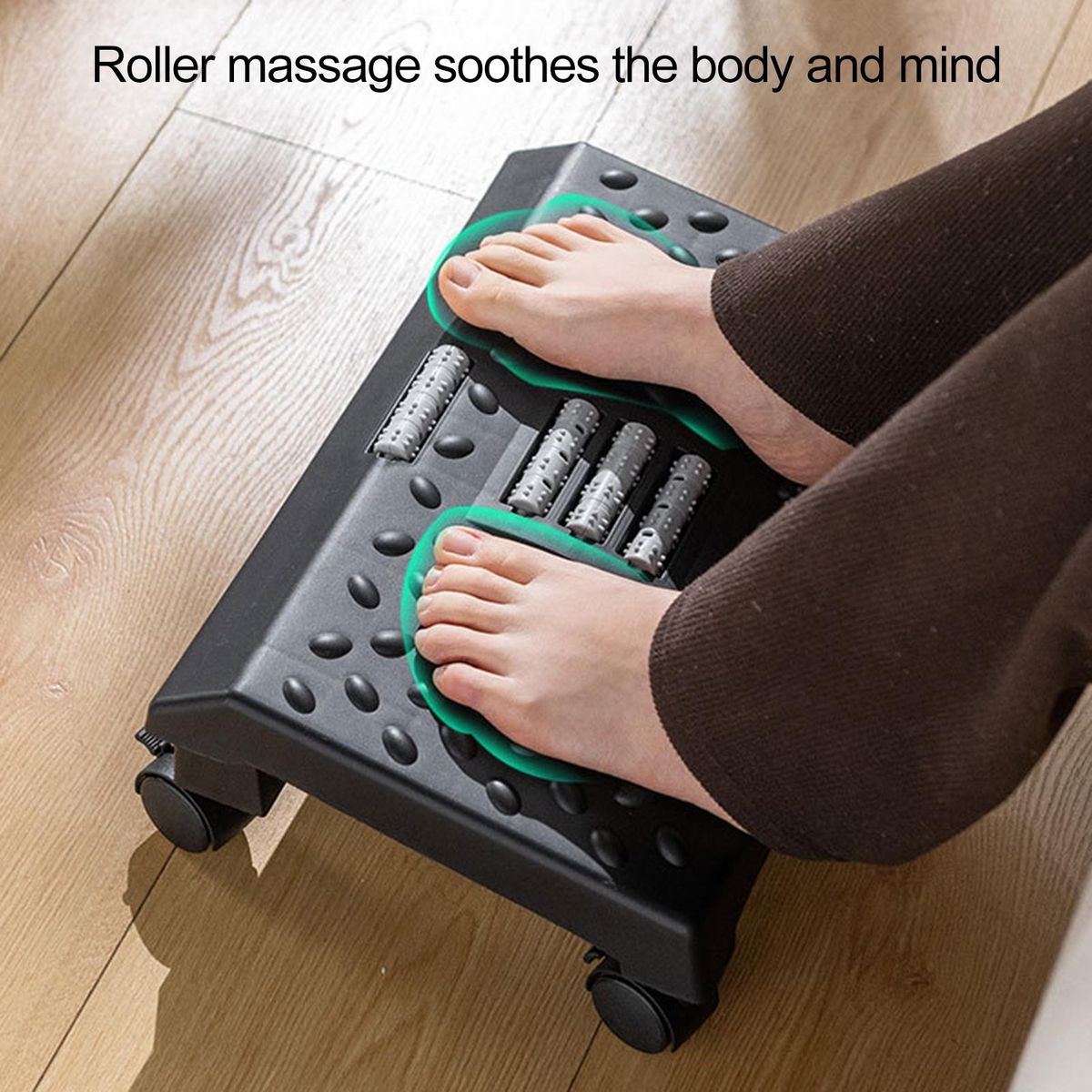 Footstool for Seniors Rolling Relief Foot Ergonomic Massage Surface Black