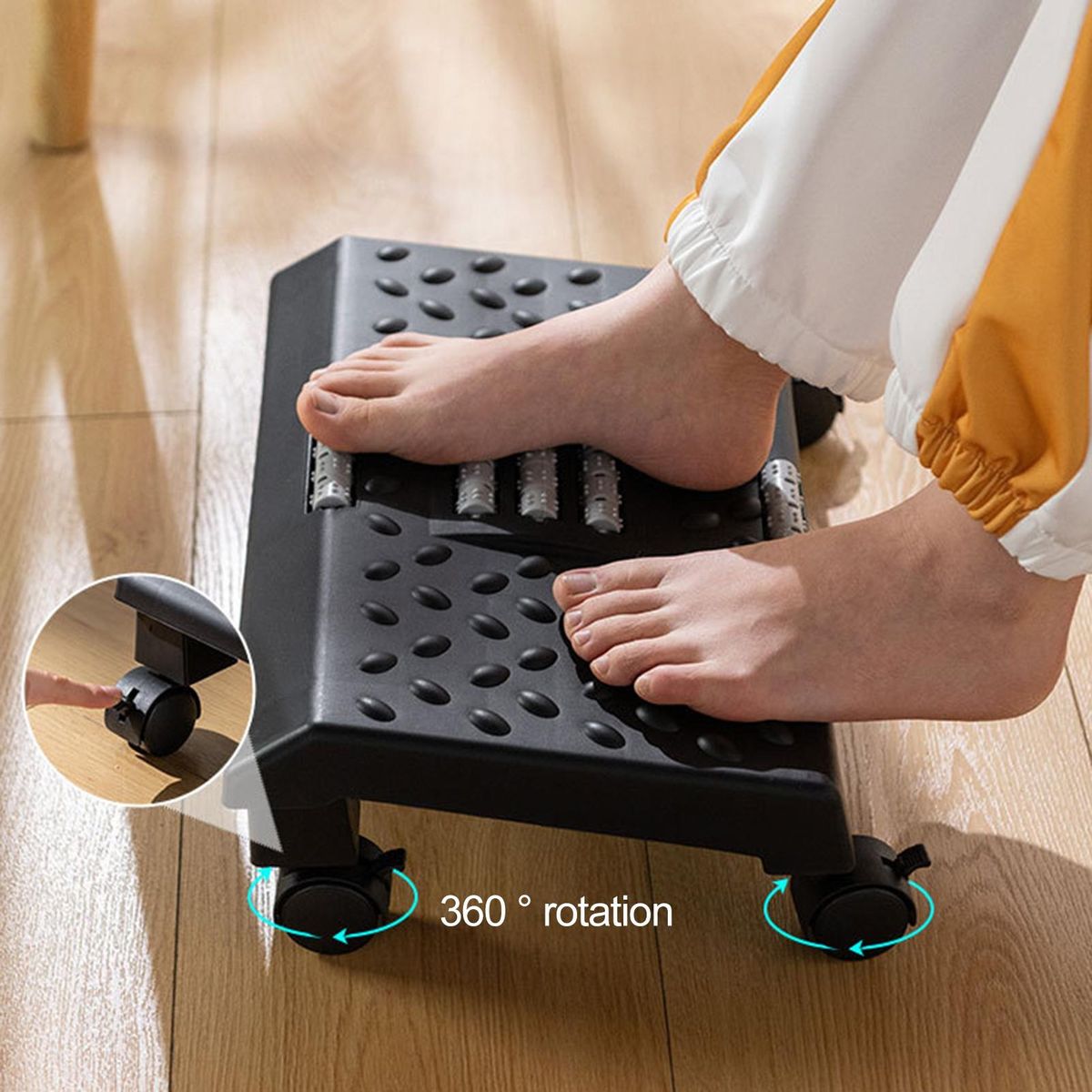 Footstool for Seniors Rolling Relief Foot Ergonomic Massage Surface Black
