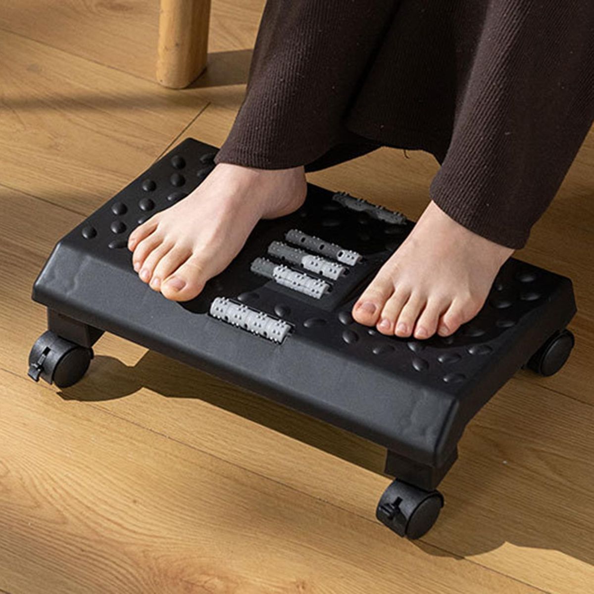 Footstool for Seniors Rolling Relief Foot Ergonomic Massage Surface Black