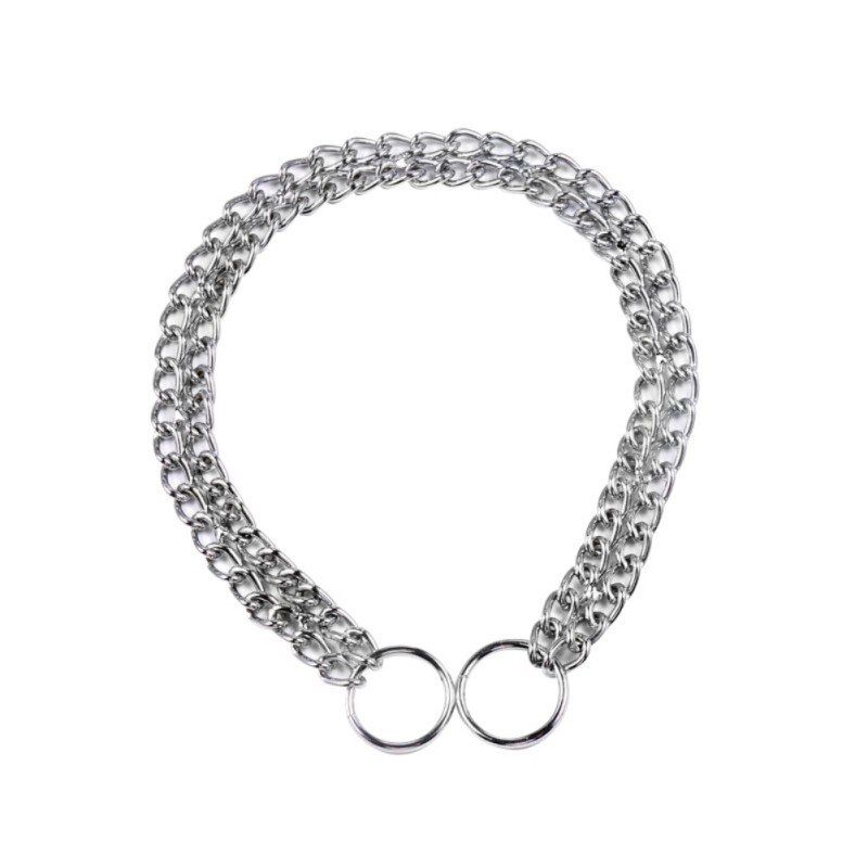 Dog Pets P Chock Metal Link Double Chain Training Chrome Plated Iron Dog Pet Collars Necklace 2018