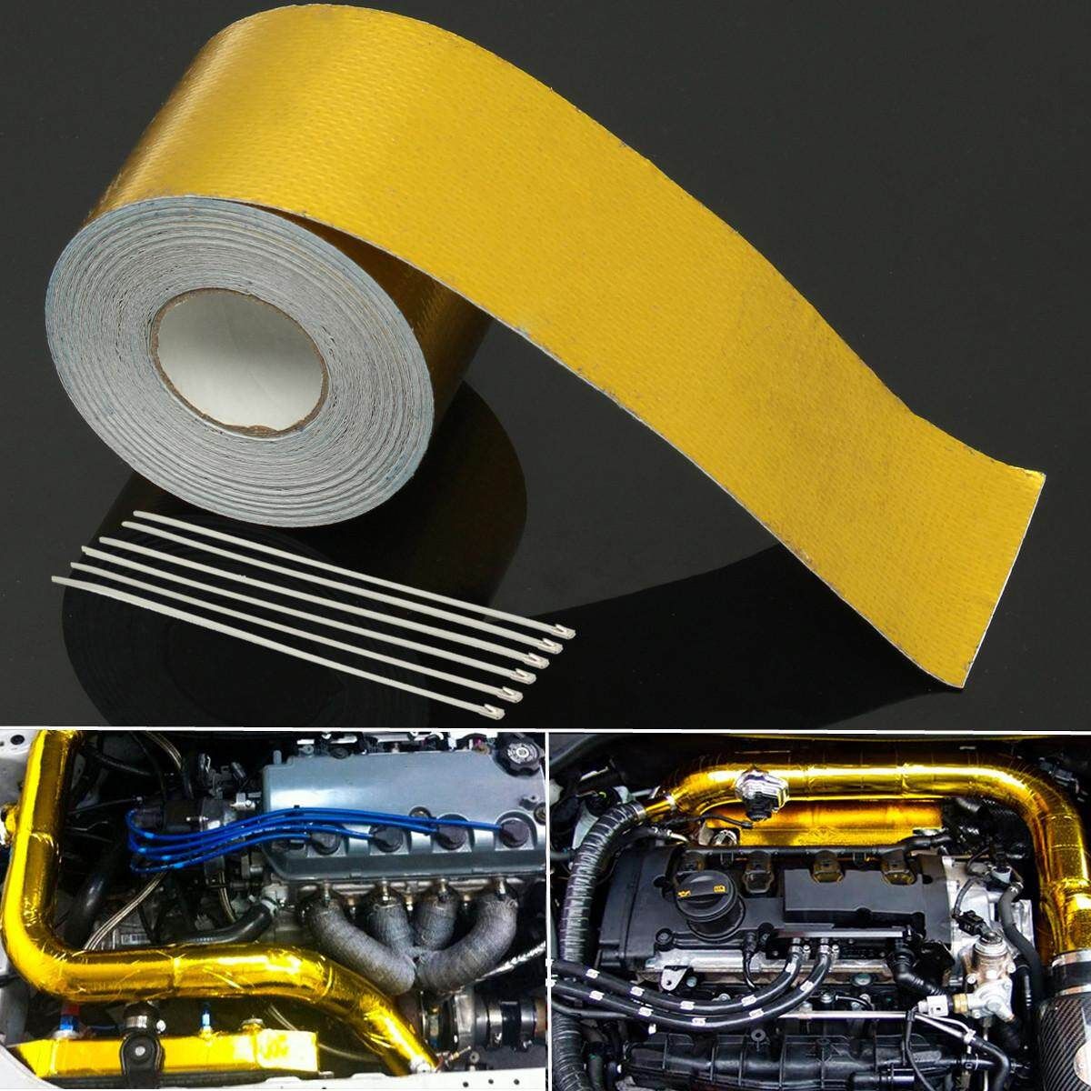 Gold Foil Heat Insulating Tape Hose Wrap Reflective Shield Adhesive