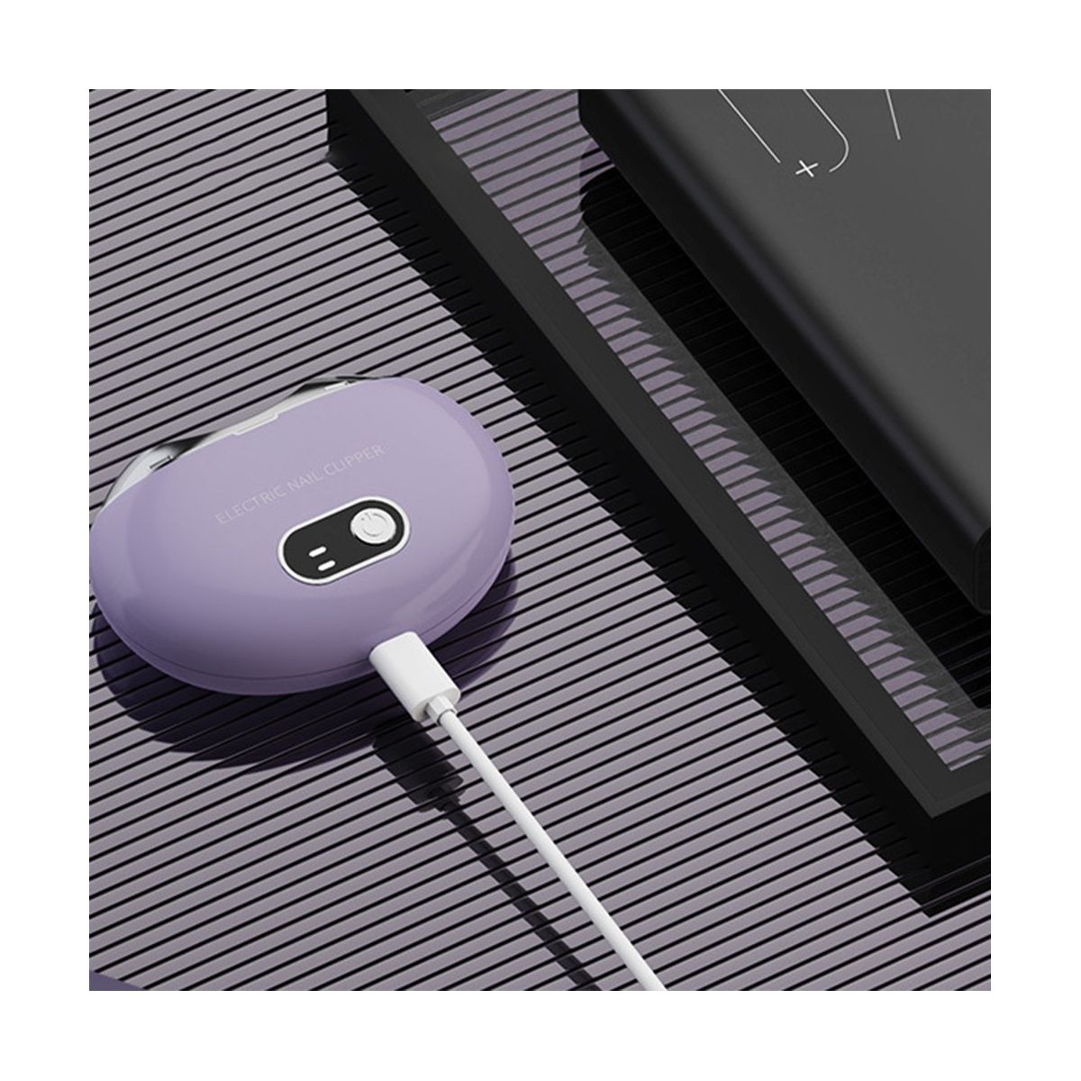 Electric Automatic Nail Clippers with Light Trimmer Nail  Manicure Scissors Body for Baby Adult Care Purple