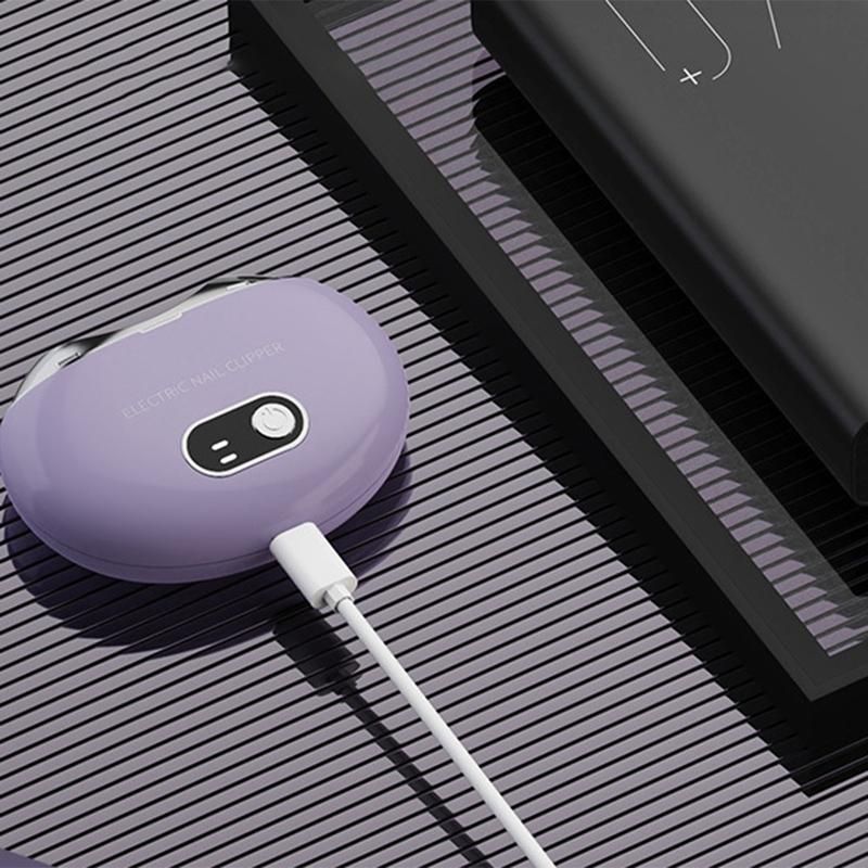Electric Automatic Nail Clippers with Light Trimmer Nail  Manicure Scissors Body for Baby Adult Care Purple