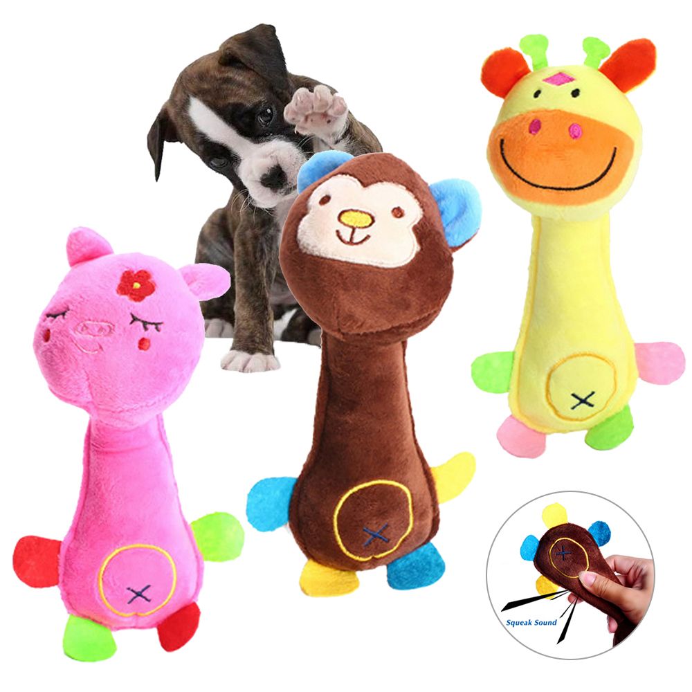 Cute Pet Plush Toy Chew Toy Smiley Pig Monkey Deer Molar Teeth Cleaning Cartoon Animal Pet Cat Supplies Toy Pet Supplies-star