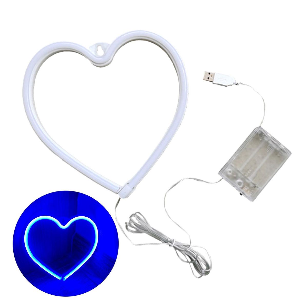 Ambient Light Heart Neon Sign Lamp Photography Prop Blue
