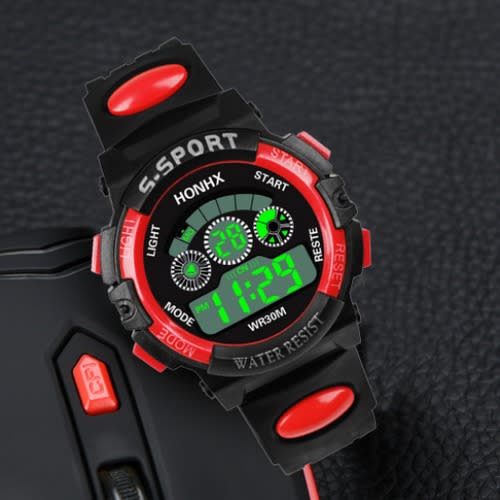 Sports Led Digital Military Watch-Black & Red
