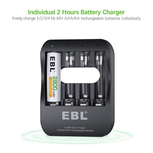 Smart Dual Usb Charging Port 2 Hour Quick Charger With 2300mah Rechargeable Batteries-4 Pc