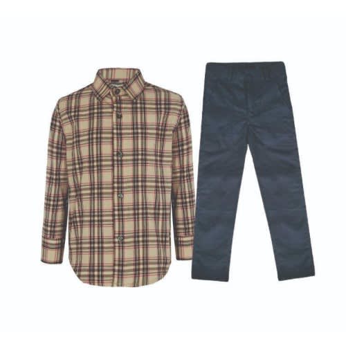 Boys' 2piece Shirt & Trousers - Black And Brown
