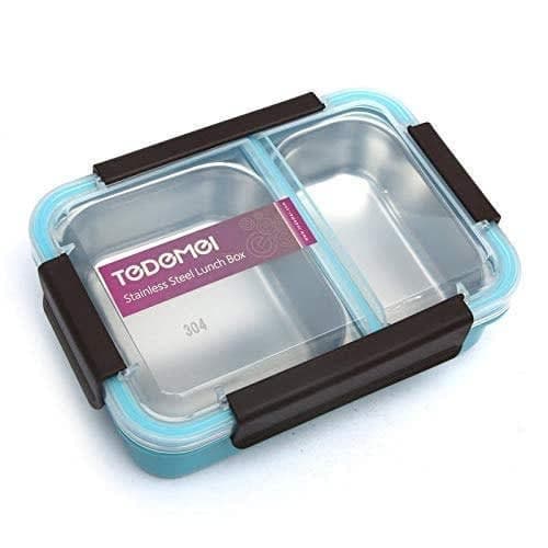 Tedemei Stainless Steel Partitioned Insulated Lunch Box - 700ml Blue