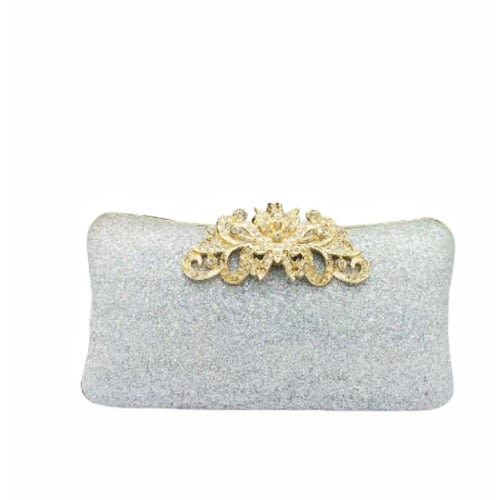 Rhinestone Clutch Purse - Silver