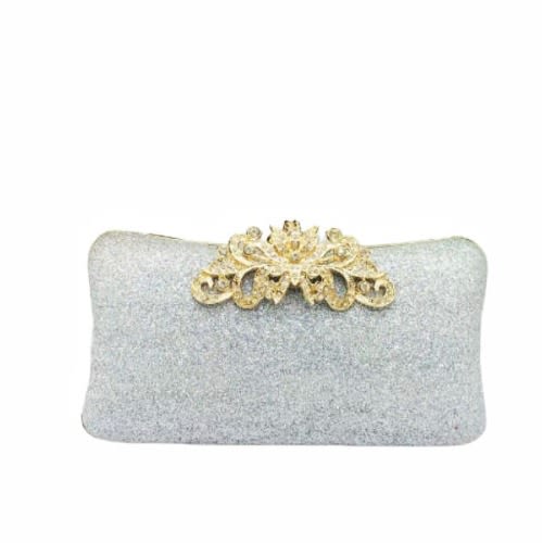 Rhinestone Clutch Purse - Silver