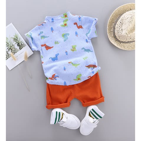 Tropical Button Down Ss Shirt And Shorts Set